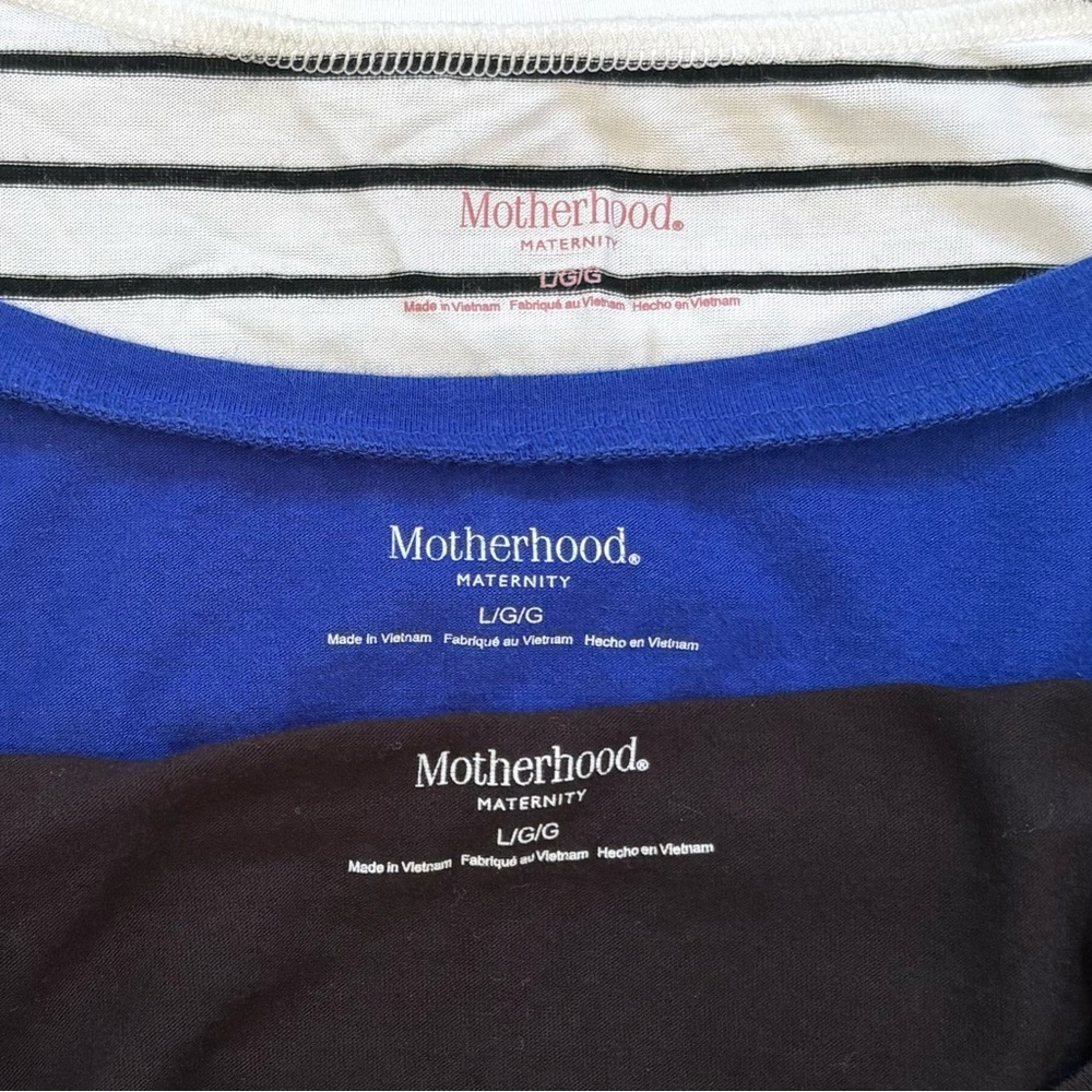 MOTHERHOOD MATERNITY Bundle of 3 Short Sleeve Tops Stretch Sides Size Large - Picture 2 of 10